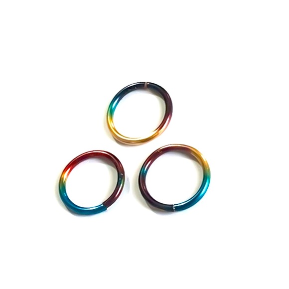 3 Pack Rainbow Colored Nose Ring Cartilage Hoop - Picture 6 of 15